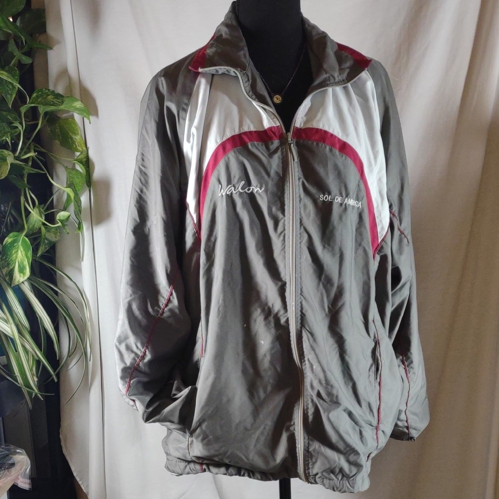 Walon Sol De America Masa Jista Men's Gray & White Jacket w/ Red Accents - Sz. L